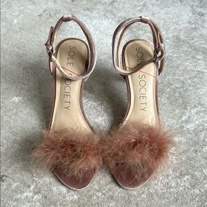 Sole Society Women's Blush Feathered Heels
